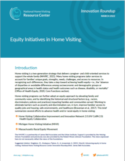 Cover of Equity Initiatives in Home Visiting brief from NHVRC
